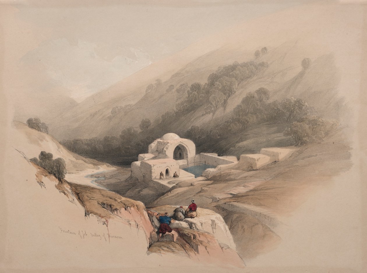 Jobs springvand, Hinnom-dalen, 1839. af David Roberts