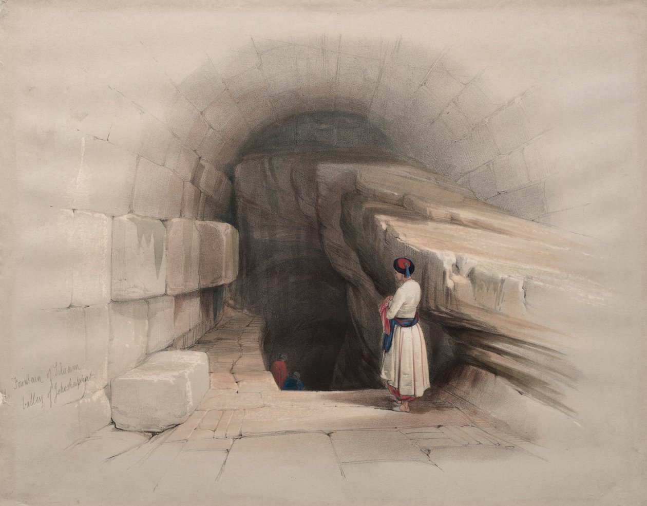 Siloams fontæne, Josafats dal, 1839. af David Roberts