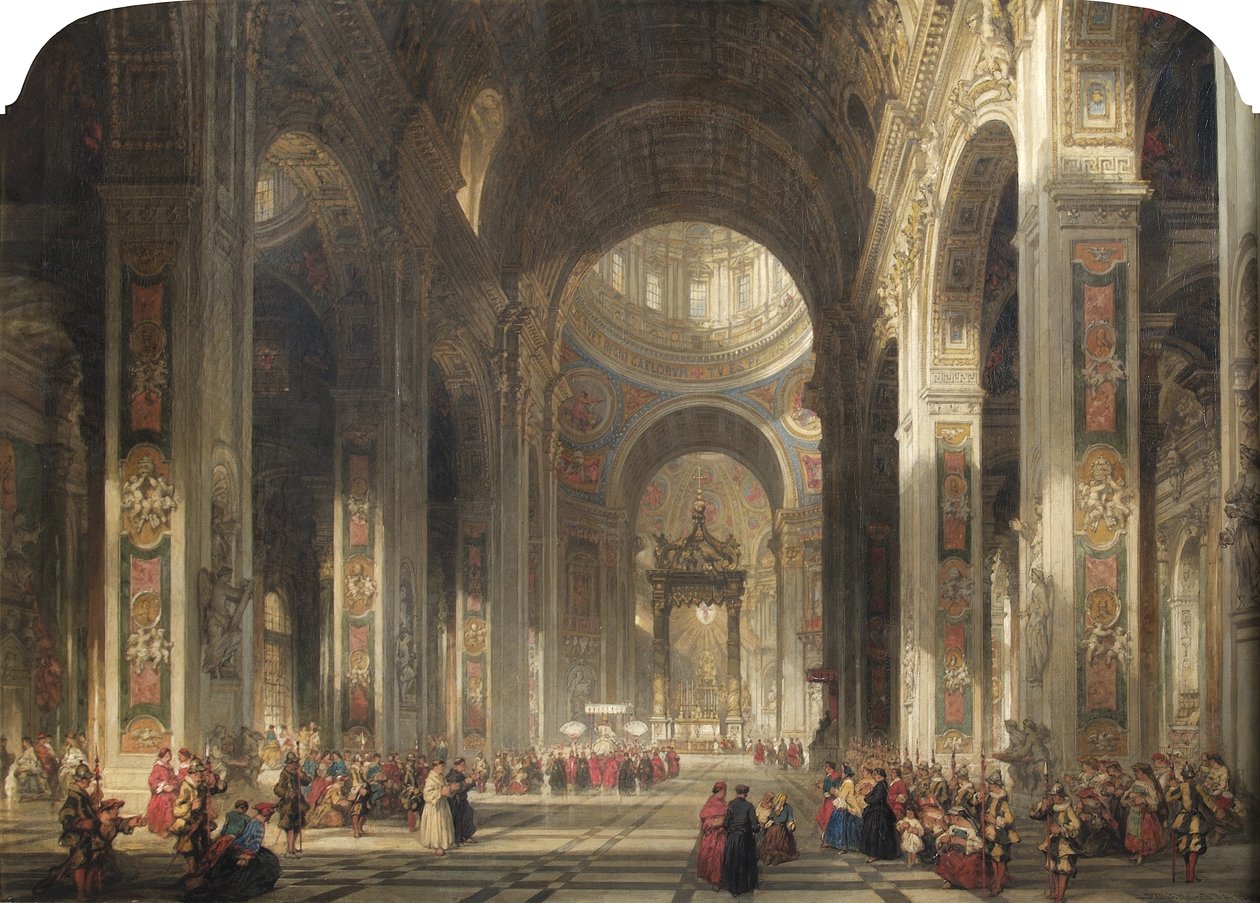 St. Peters interiør, Rom, 1862 af David Roberts