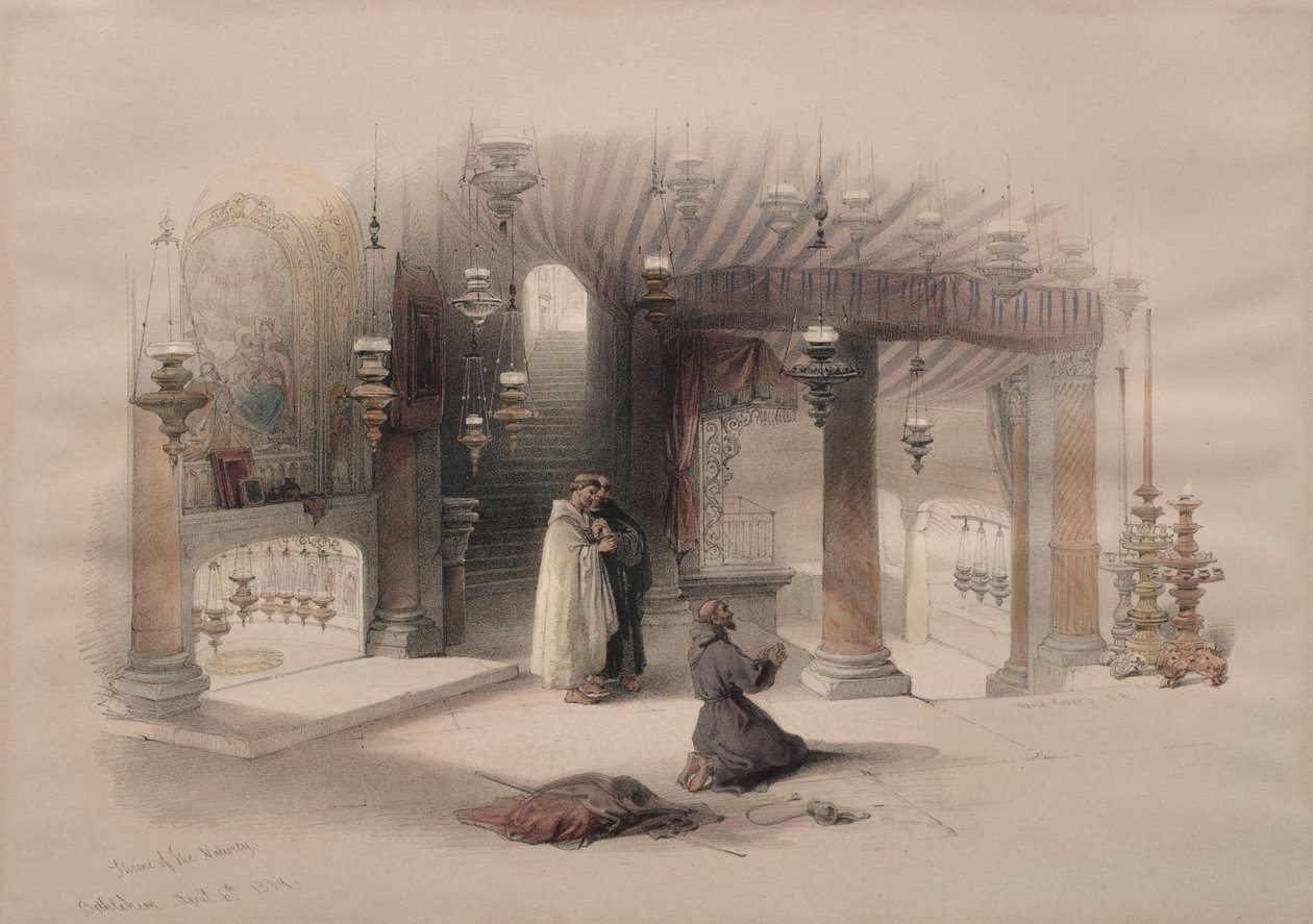 Fødselshelligdommen, Bethlehem, 1839. af David Roberts