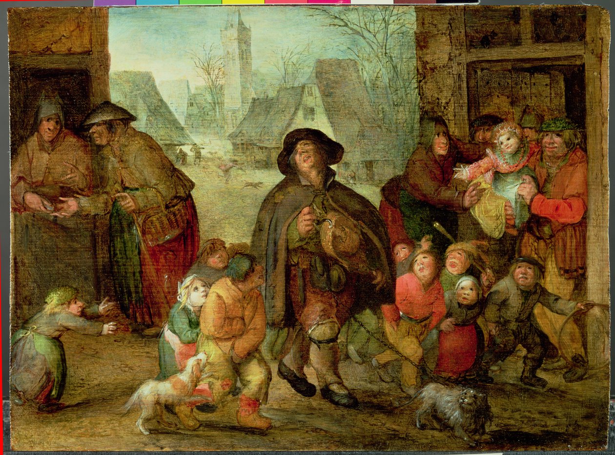 The Blind Hurdy Guurdy Player af David Vinckboons