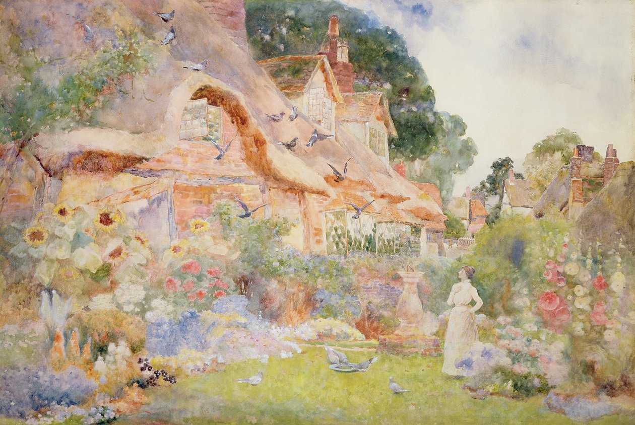 Watching the Pigeons, 1905 af David Woodlock
