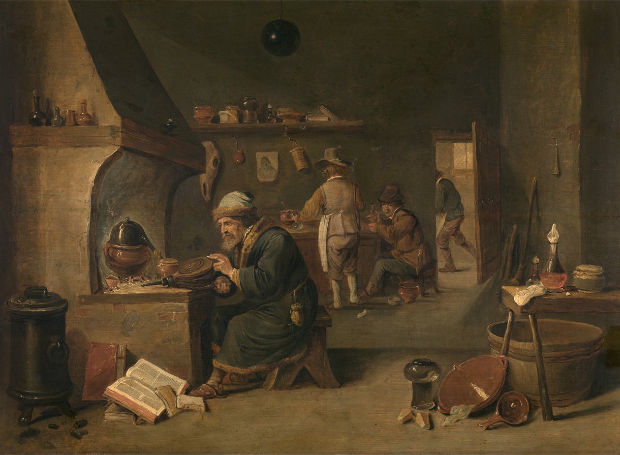 Alkymisten (olie på træ) af David the Younger Teniers