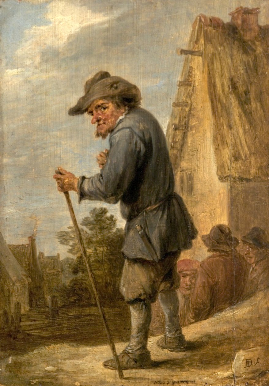 Landsbyscene med fire bønder af David Teniers the Younger