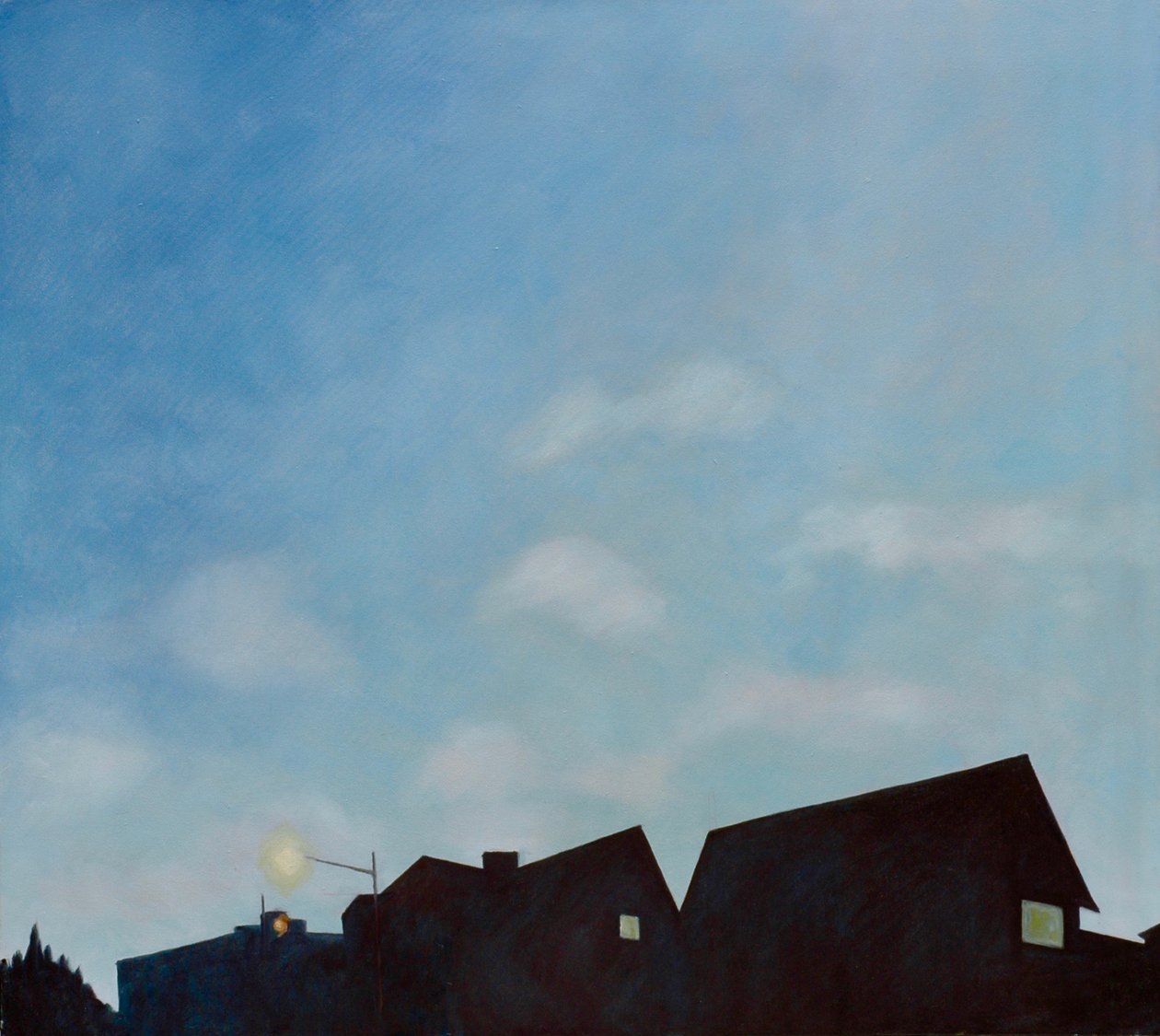 Twilight Roofs, 2003 (olie på lærred) af Deborah Stevenson