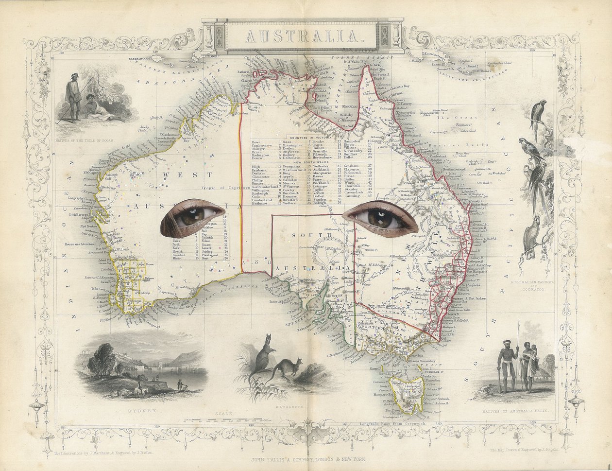 Colonial - Australien, 2017 (papirskåret collage) af Deirdre Kelly