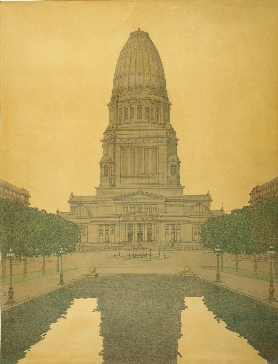 Plan for Chicago- Civic Center af Jules Guerin