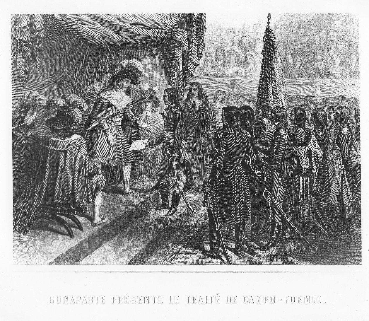 Napoleon Bonaparte præsenterer Campo Formio-traktaten af Denis Auguste Marie Raffet