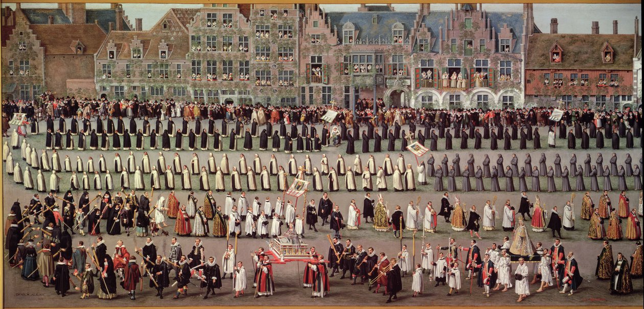 Ommeganck i Bruxelles i 1615: Procession af Notre Dame de Sablon, 1616 (detalje af Ærkehertuginden Isabellas triumf) (se også 187569) af Denys van Alsloot