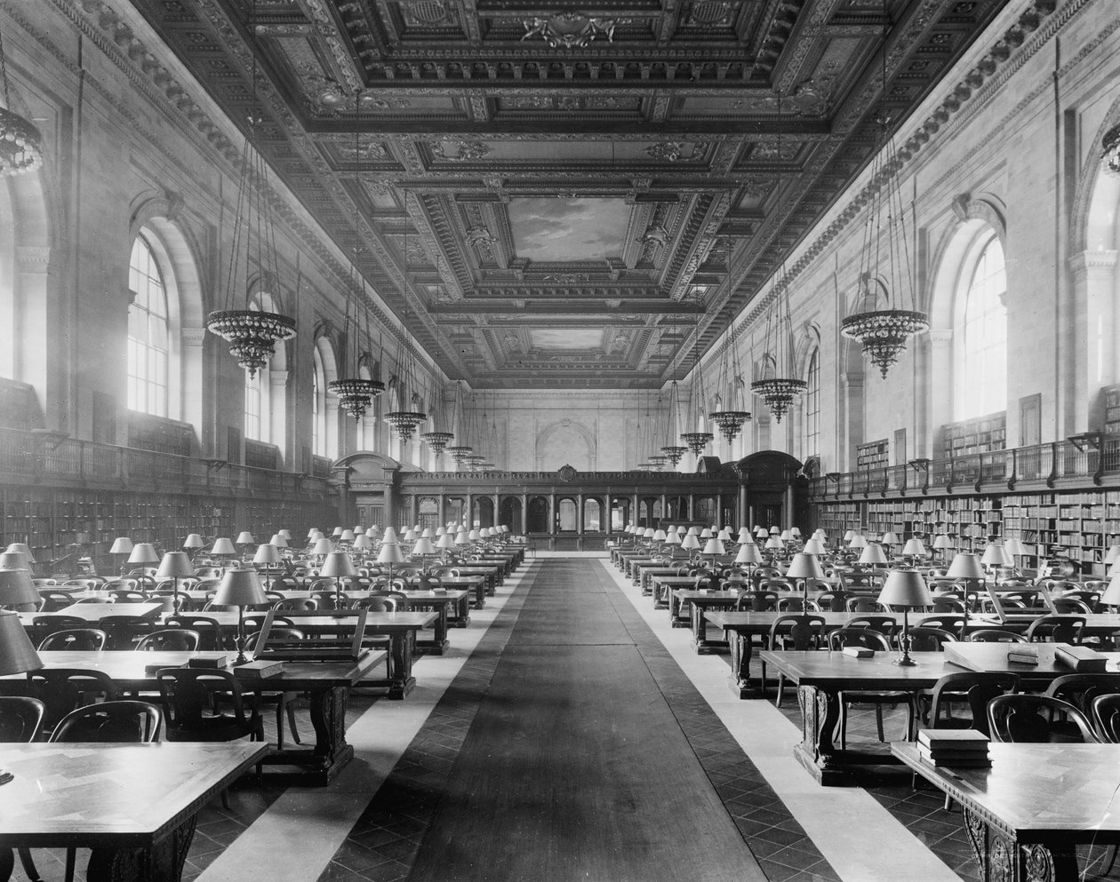 Hovedlæsesal, New York Public Library, ca. 1910-20 af Detroit Publishing Co.