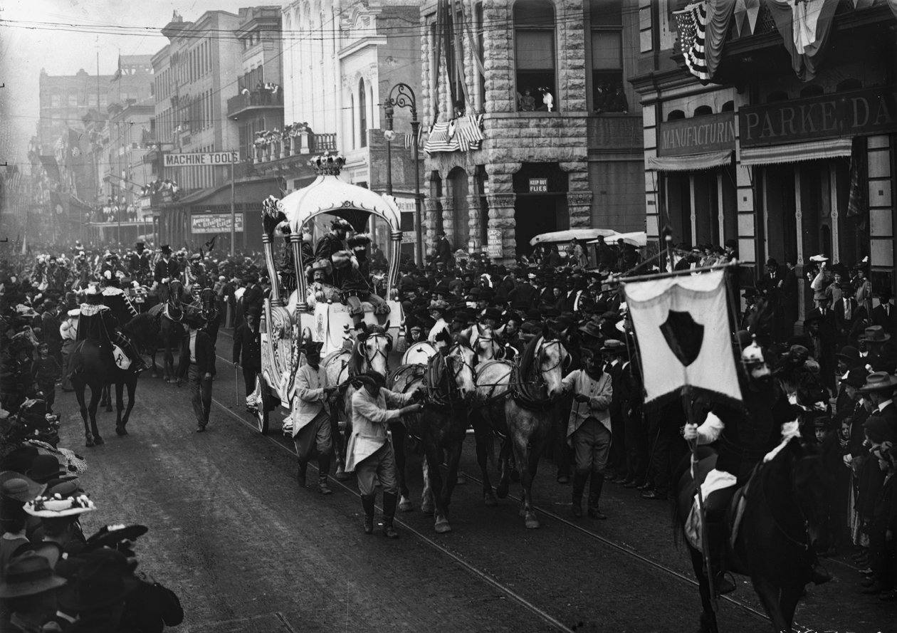 Mardi Gras dag, Rex passerer op Camp Street, New Orleans, ca. 1900-06 af Detroit Publishing Co.