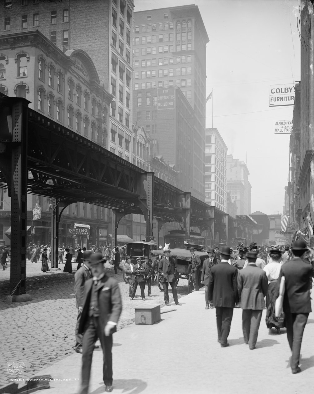 Wabash Avenue, Chicago, ca. 1907 (s/h-billede) af Detroit Publishing Co.