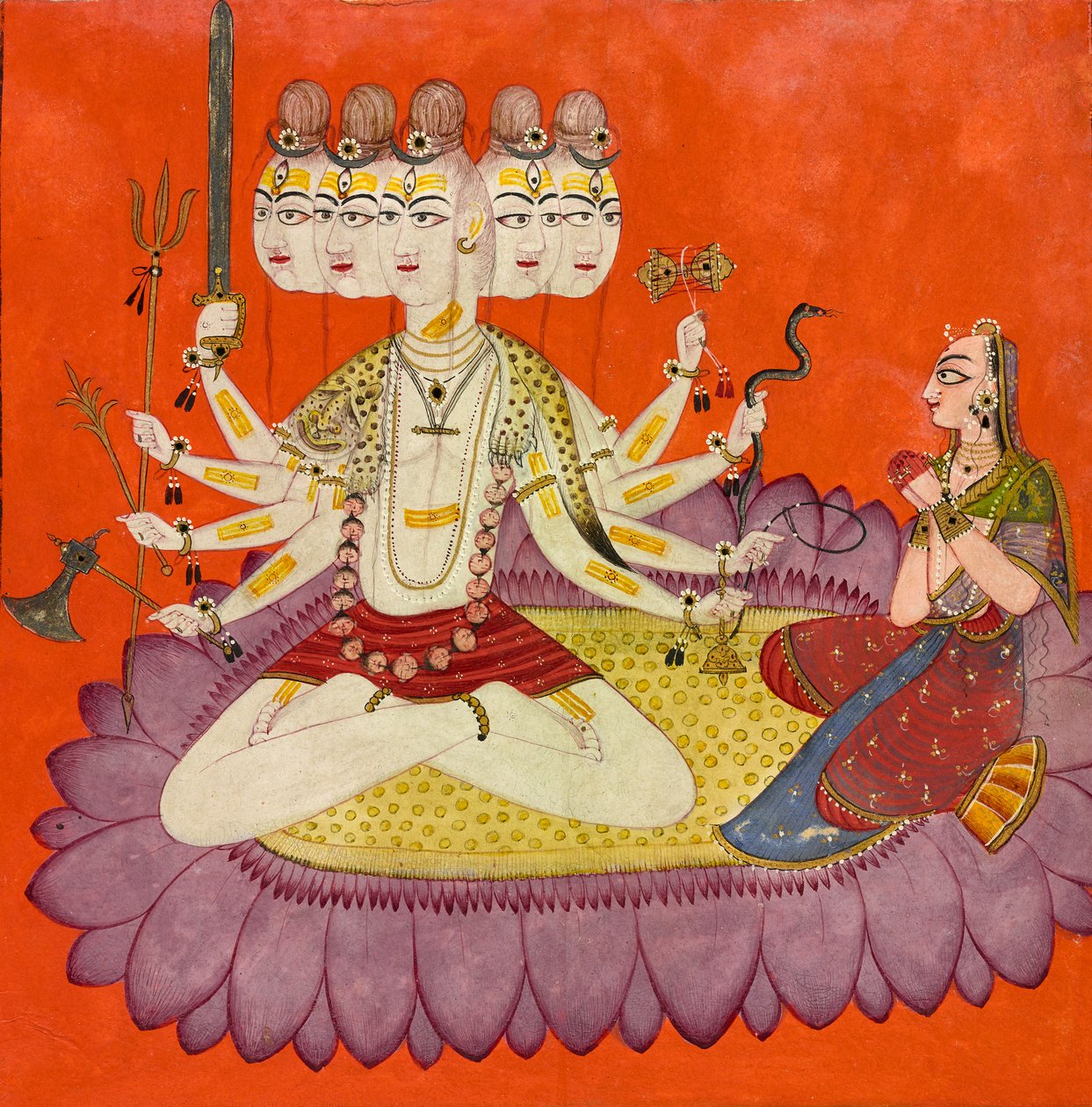 Sadashiva tilbedt af Parvati, ca. 1690. af Devidasa