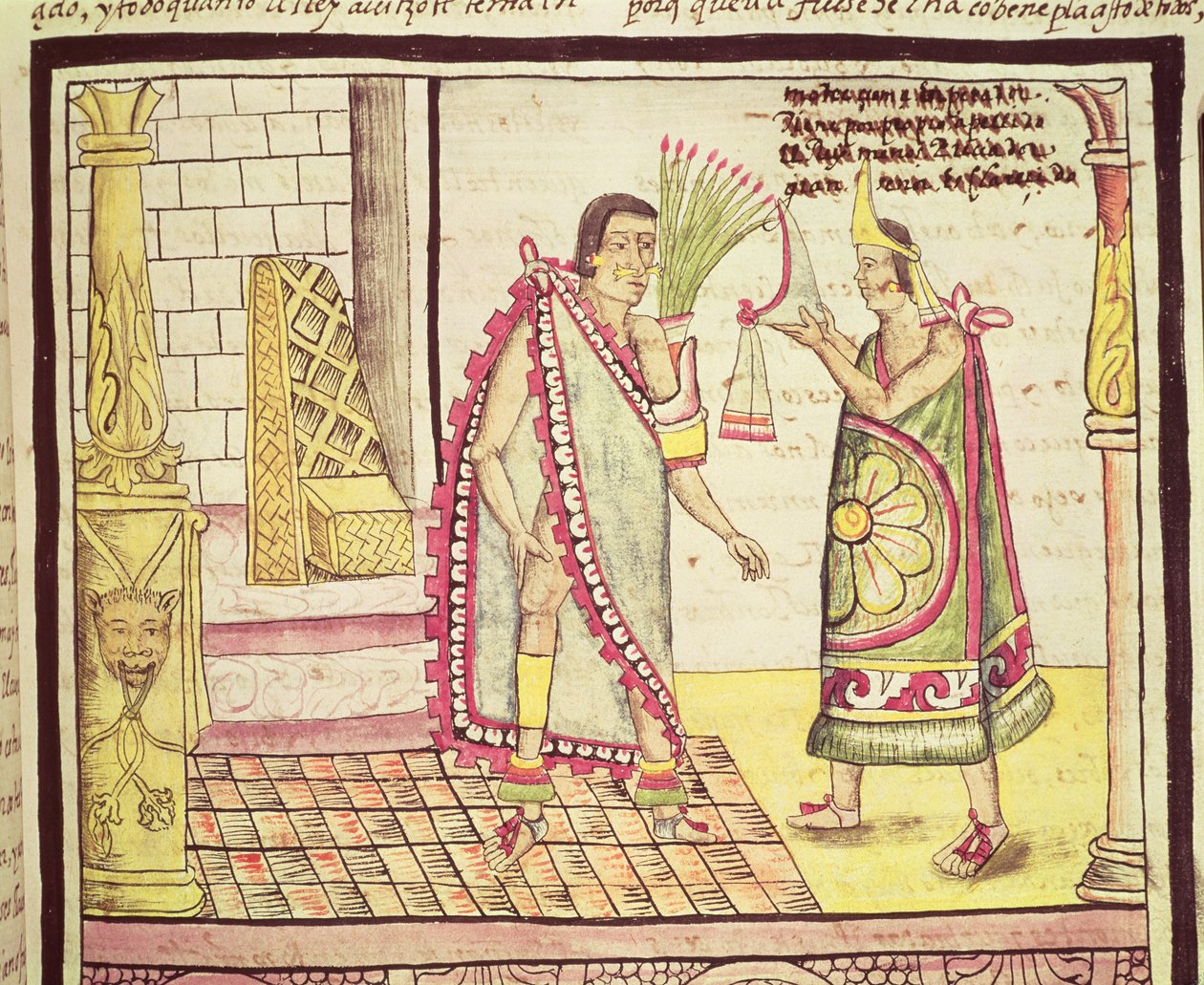 Fol.152v Kroningen af Montezuma II (1466-1520) den sidste mexicanske kejser i 1502, 1579 af Diego Duran