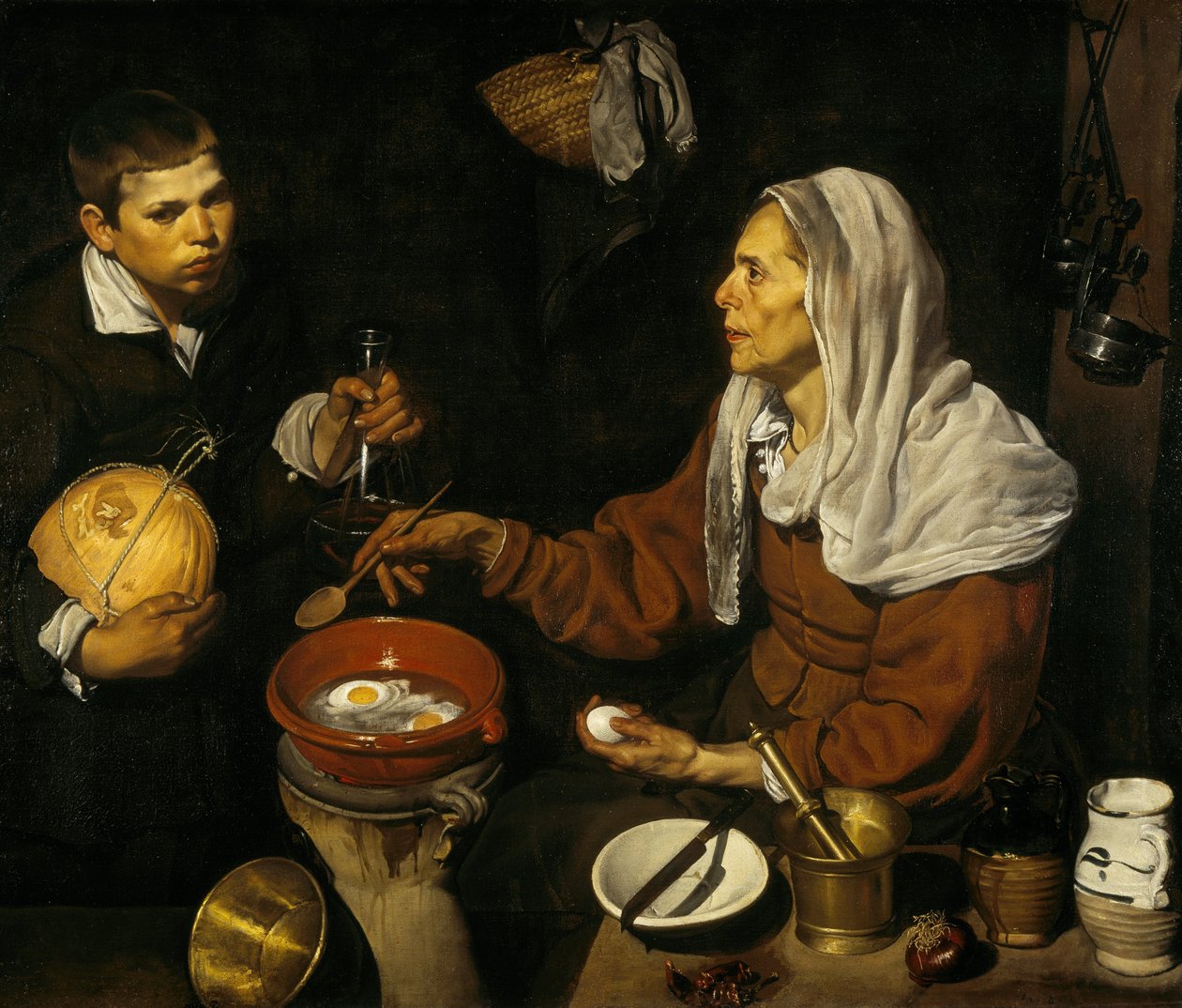 En gammel kvinde laver æg af Diego Velázquez