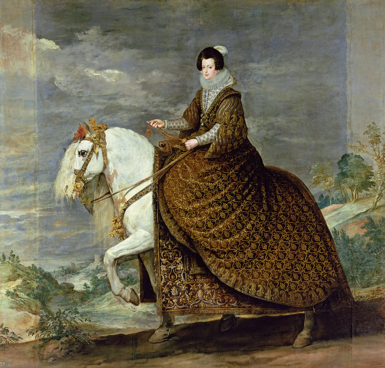 Ridesportræt af Elisabeth de France, hustru til Filip IV af Spanien af Diego Velázquez