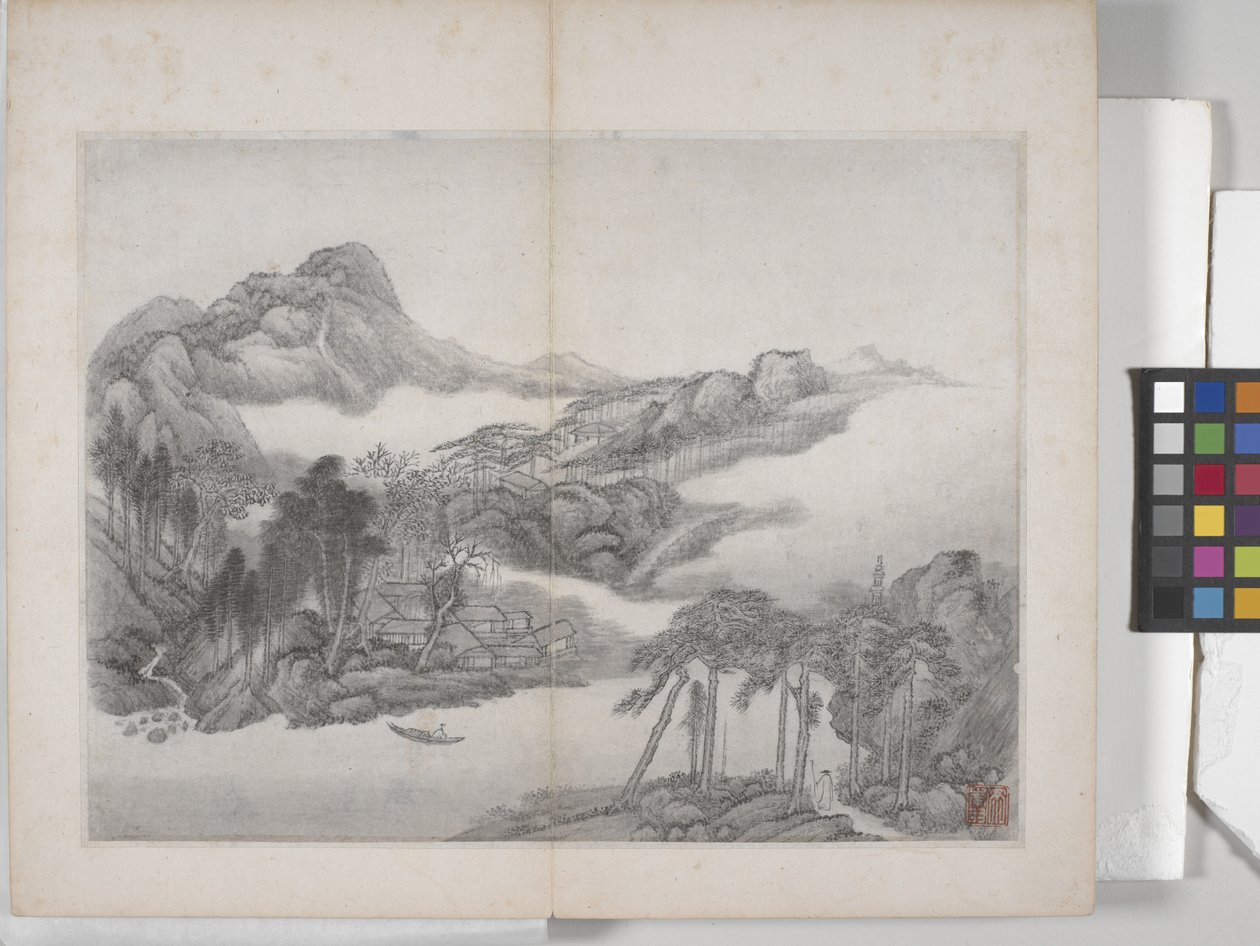 Album Of Landscape Paintings (blæk på papir) af Ding Yunpeng