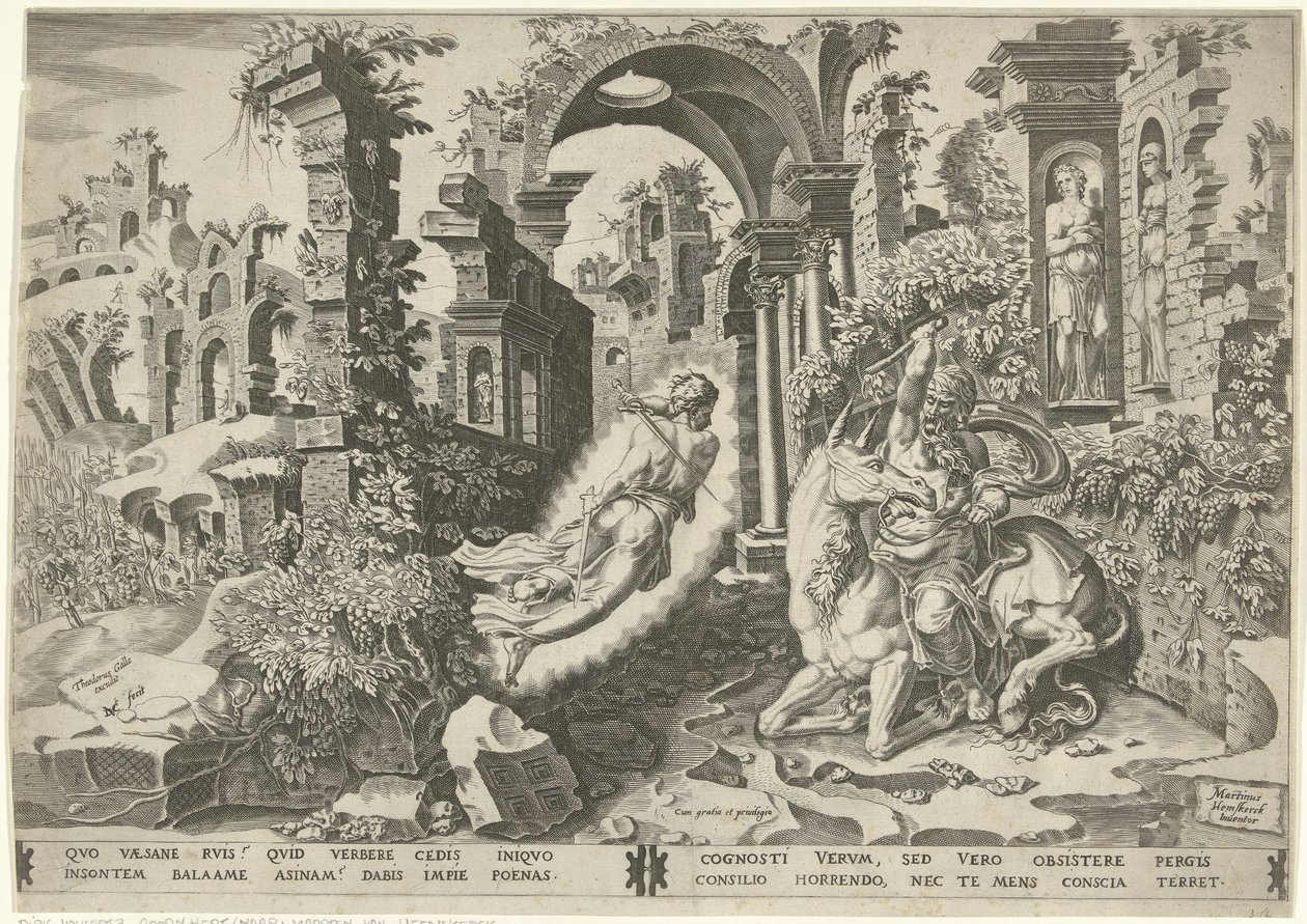 Bileam (Bileam) en engel af Dirck Volckertsz. Coornhert