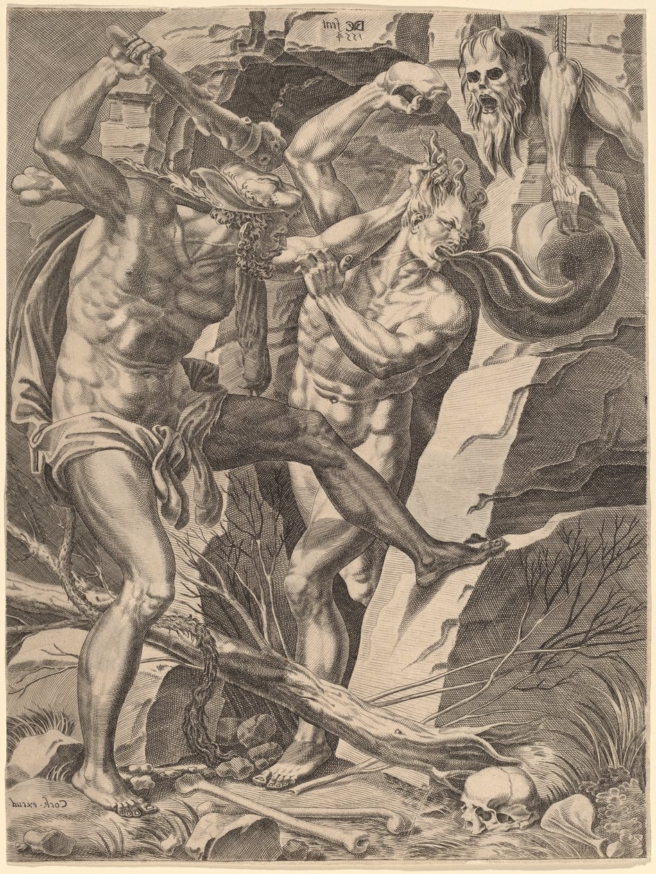 Hercules dræber Cacus af Dirck Volckertz Coornhert