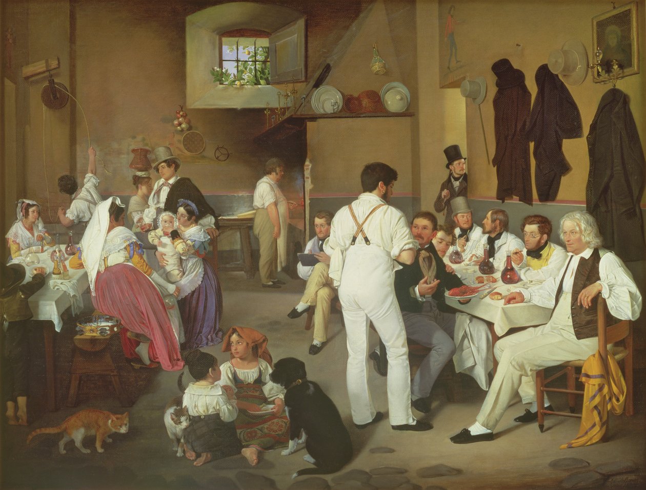 Danske kunstnere ved Osteria la Gensola, Rom, 1837 af Ditlev Conrad Blunck