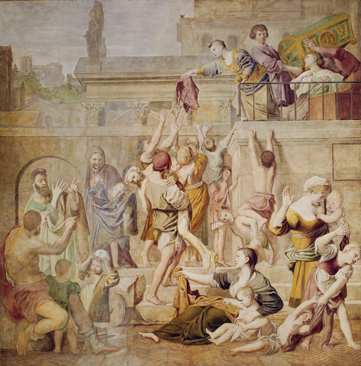 Sankt Cecilia uddeler almisse, c.1612-15 af Domenichino