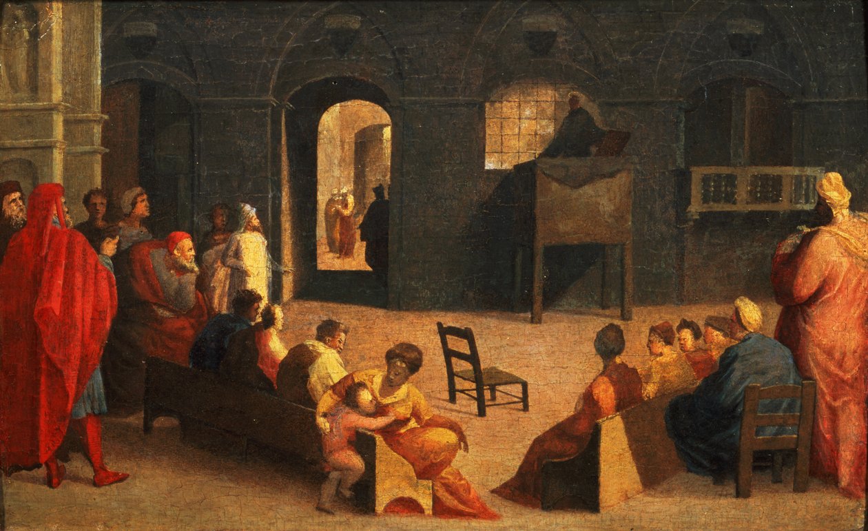 Sankt Bernardino af Siena prædiker af Domenico di Pace Beccafumi  