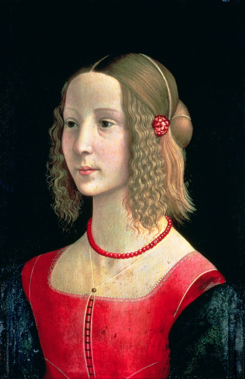 Portræt af en pige, ca. 1490 (tempera på panel) af Domenico Ghirlandaio