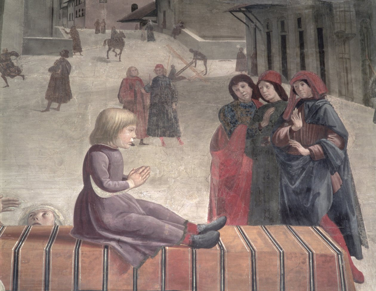 The Miracle of the Resurrected Child, Sassetti Chapel (detaljer) af Domenico Ghirlandaio