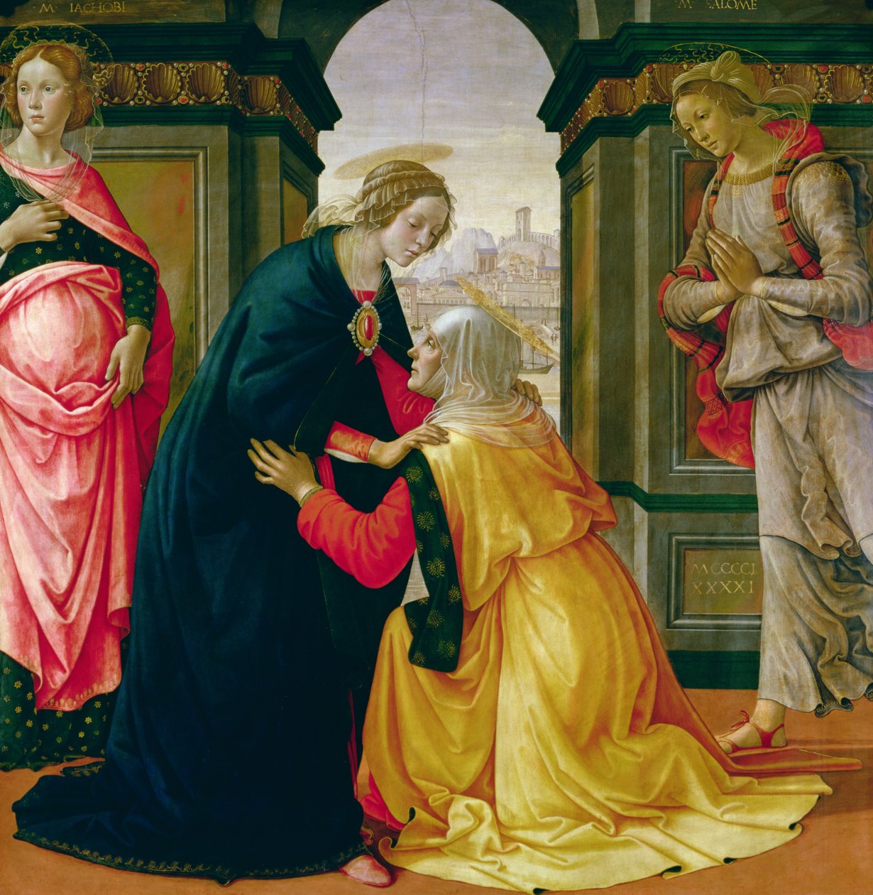 Besøgelsen, 1491 (tempera på panel) af Domenico Ghirlandaio