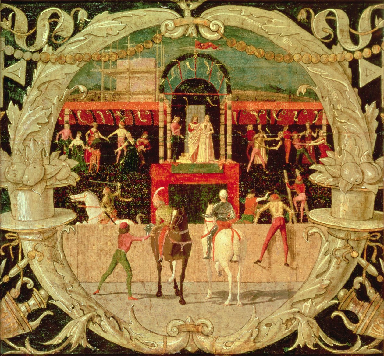 The Rape of the Sabines (efter signalet) c.1490 (tempera på panel) af Domenico Morone