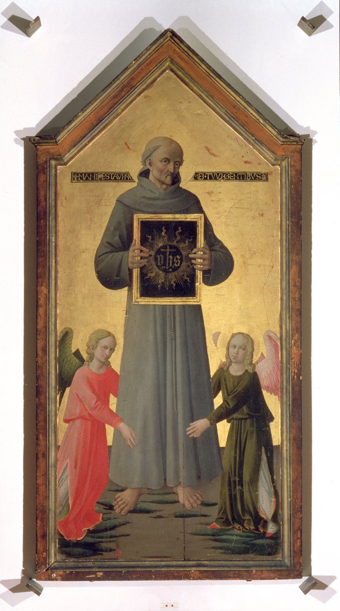 Den hellige Bernardino af Siena (tempera på panel) af Domenico di Michelino