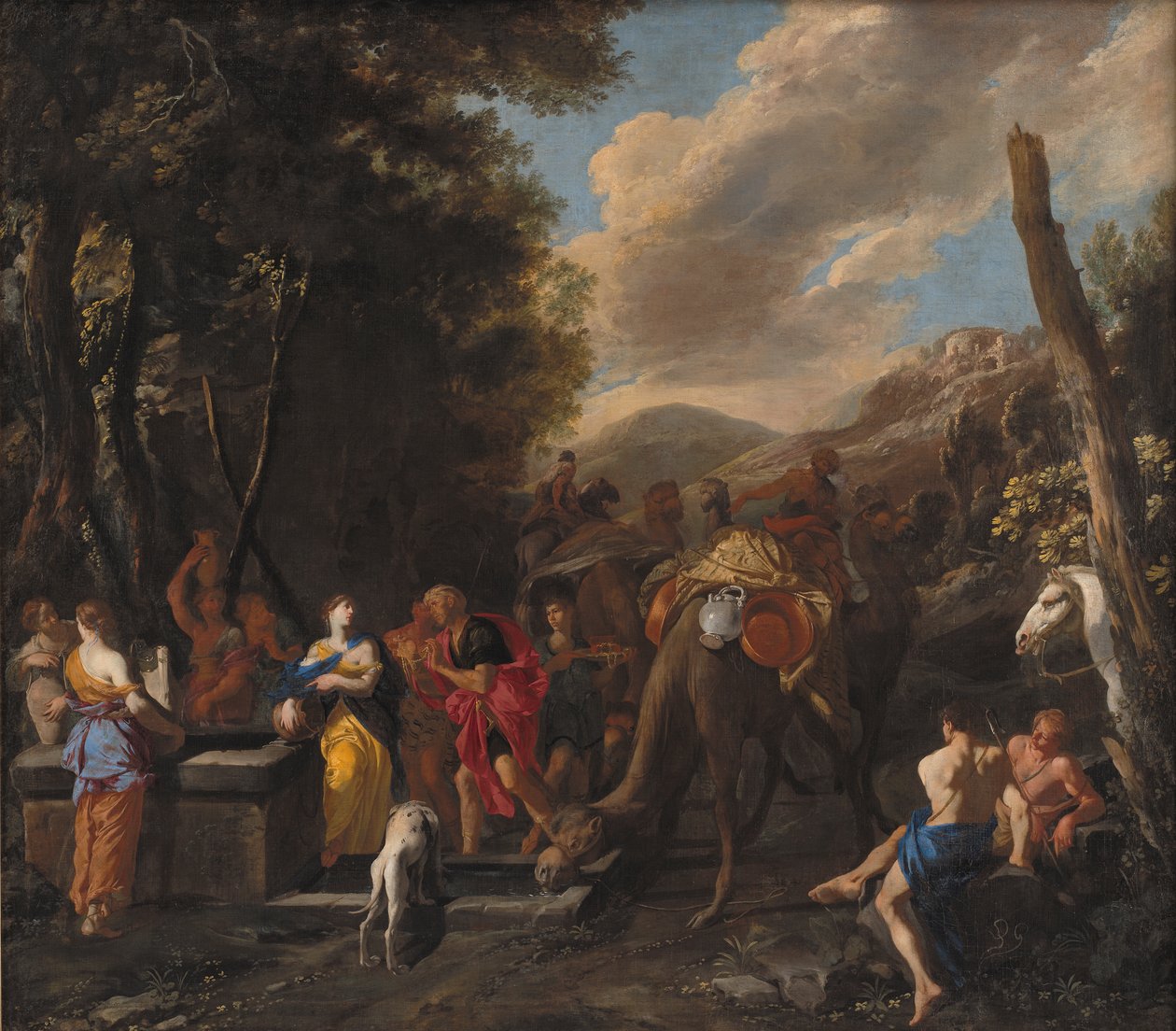 Rebecca og Eliezer ved brønden af Domenico Gargiulo