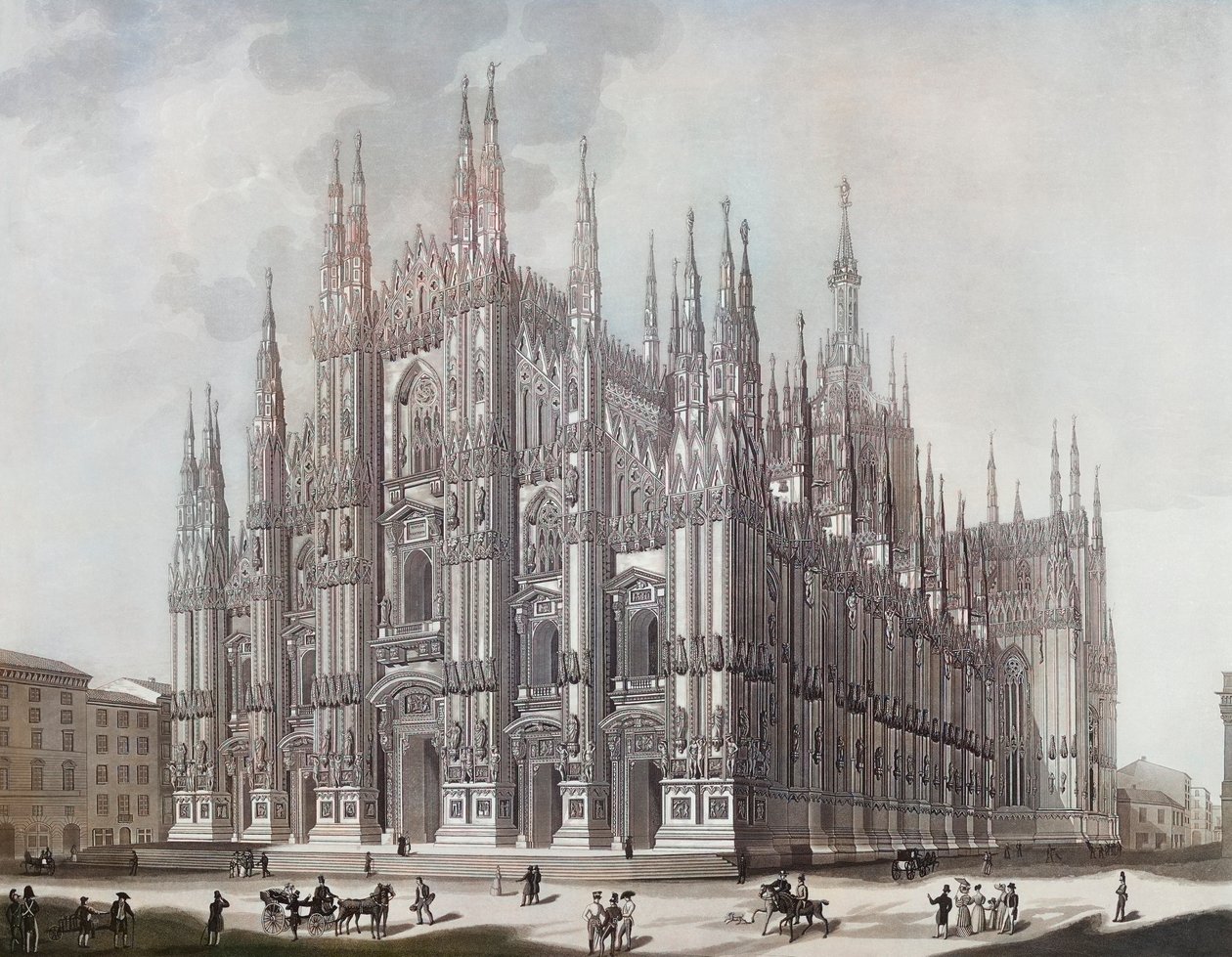 Duomo, eller Milanos domkirke (print) af Domenico (after) Landini