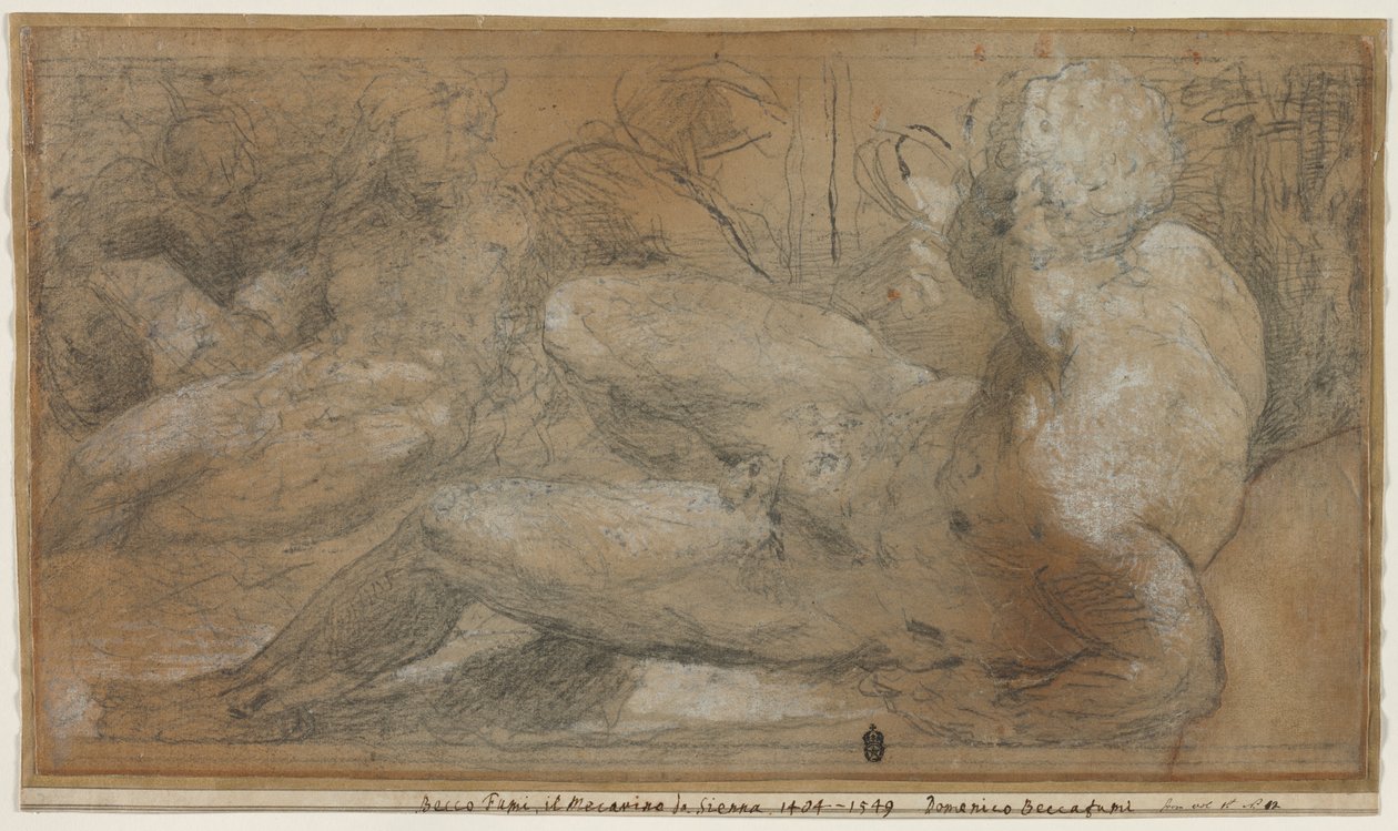 Tre mandlige nøgenbilleder, ca. 1540-1547. af Domenico Beccafumi