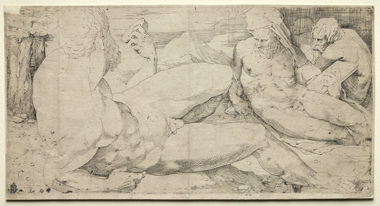 Tre mandlige nøgenbilleder, andet kvartal 1500-tallet. af Domenico Beccafumi