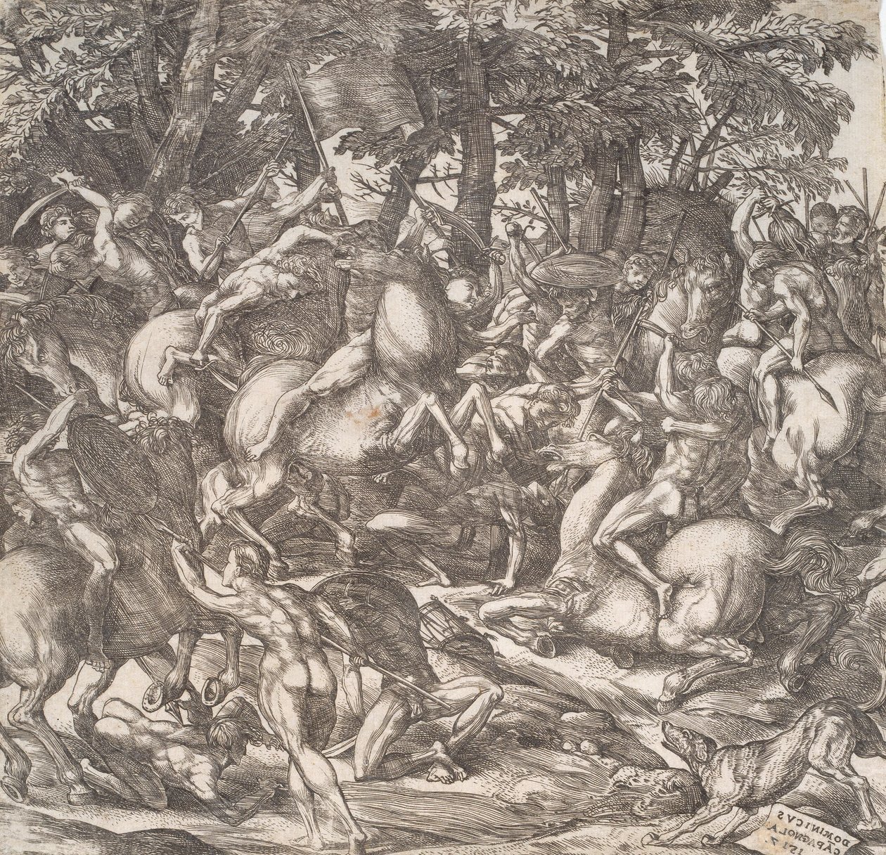 Rytterkamp af Domenico Campagnola
