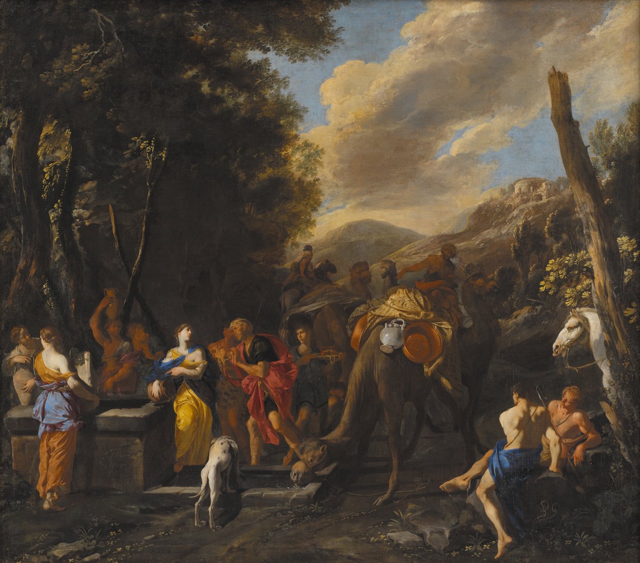Rebecca og Eliezer ved brønden af Domenico Gargiulo