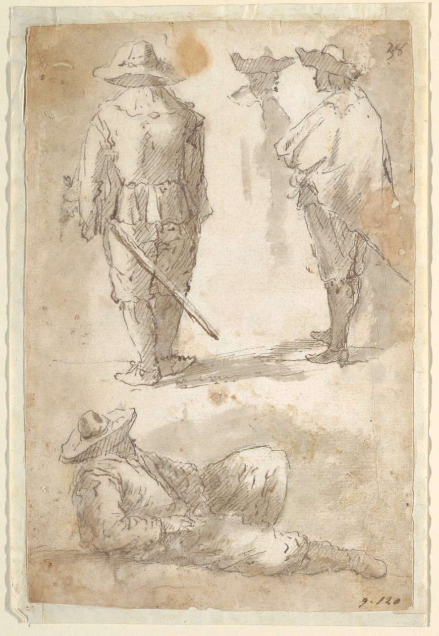 Figurstudier af soldater af Domenico Gargiulo, called Micco Spadaro