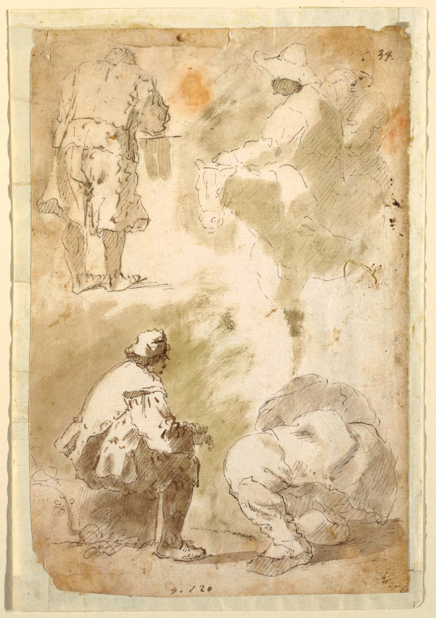 Fem mænd af Domenico Gargiulo, called Micco Spadaro