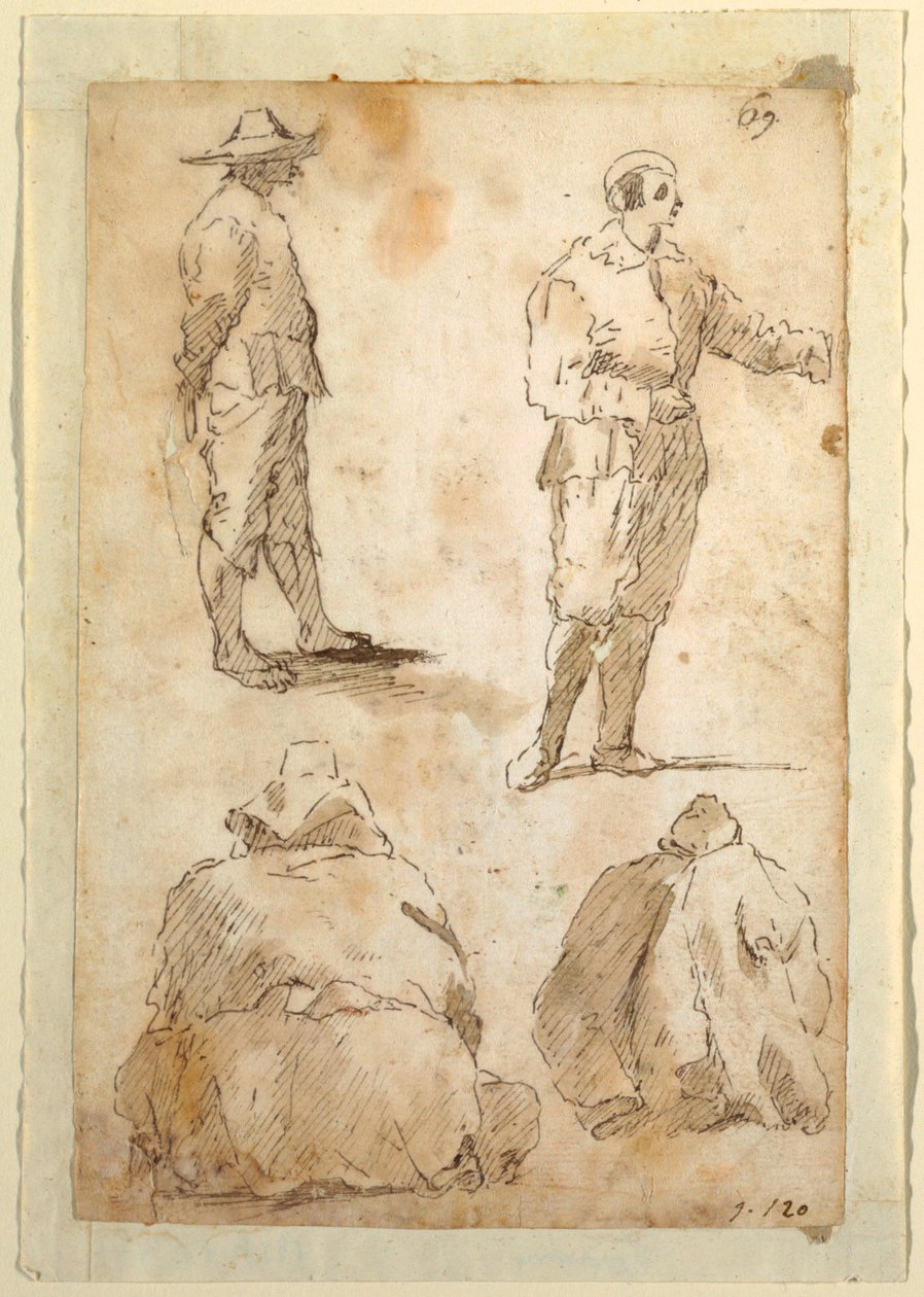 Fire Mænd af Domenico Gargiulo, called Micco Spadaro