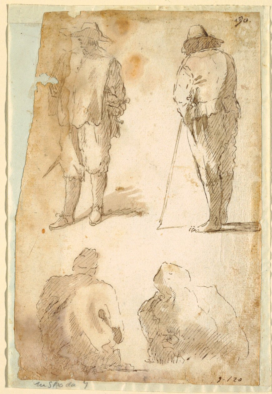 Fire Mænd af Domenico Gargiulo, called Micco Spadaro