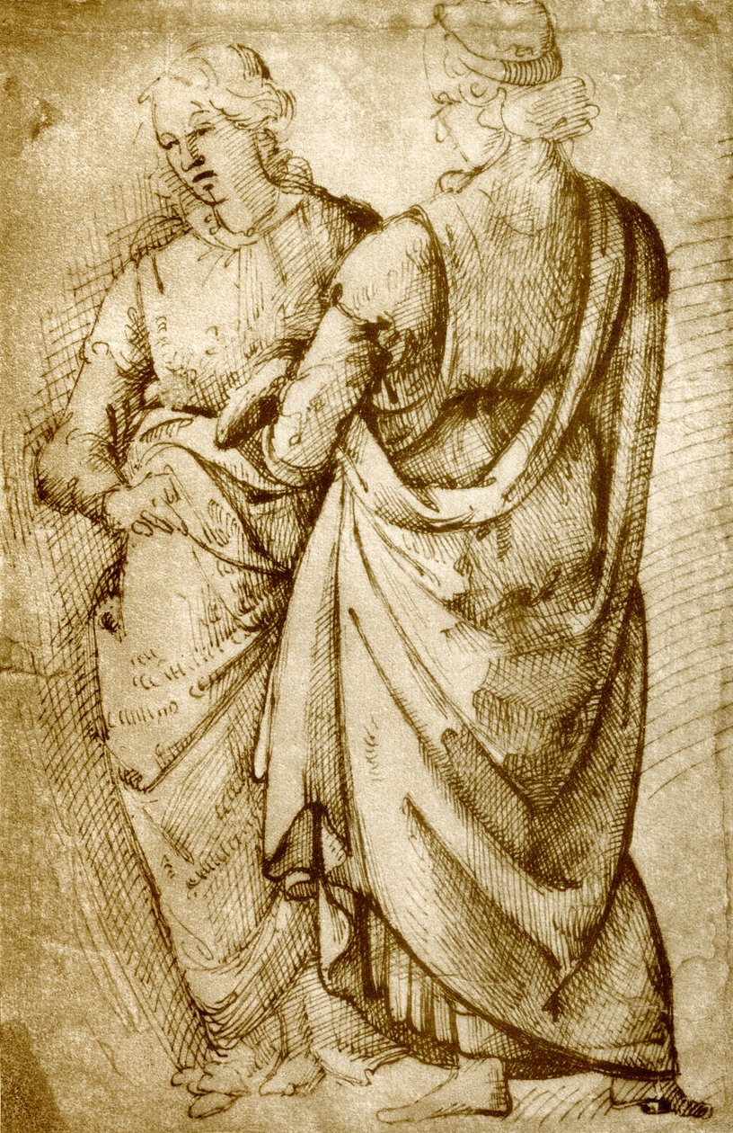 To beklædningsstudier af Domenico Ghirlandaio