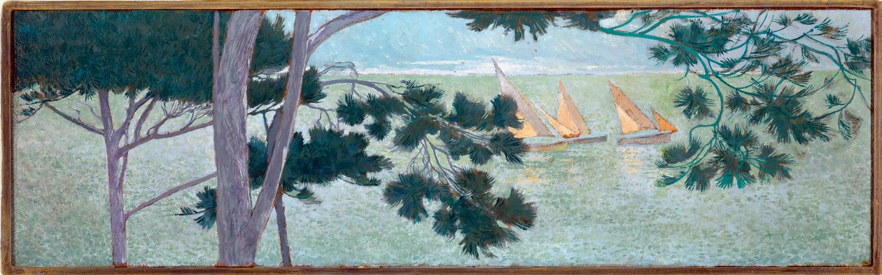 Fyrretræer ved havet, 1924 af Domenico Guerello