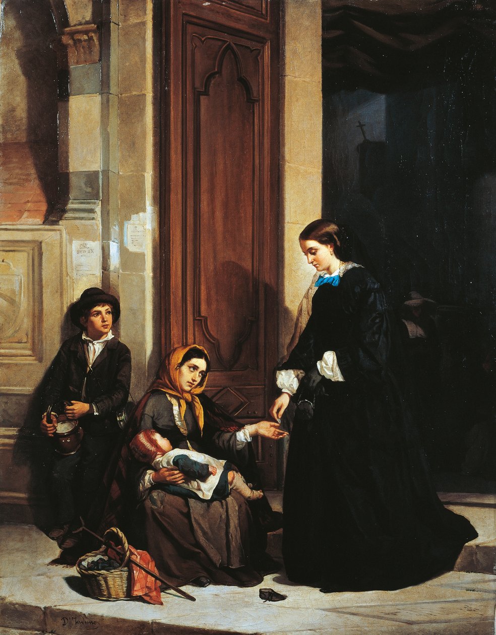 The Charity, af Induno Domenico af Domenico Induno