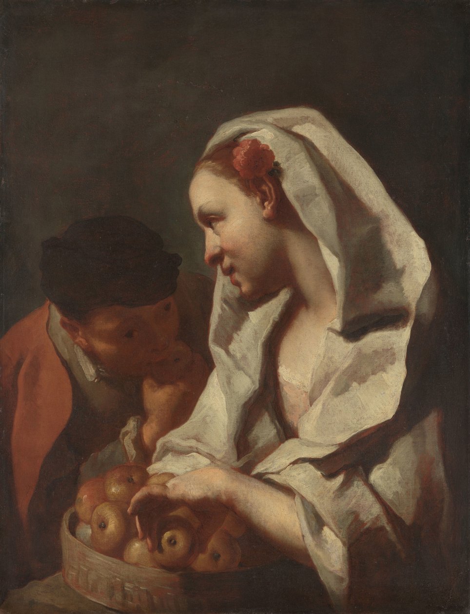 Pige sælger frugt af Domenico Maggiotto (attributed to)
