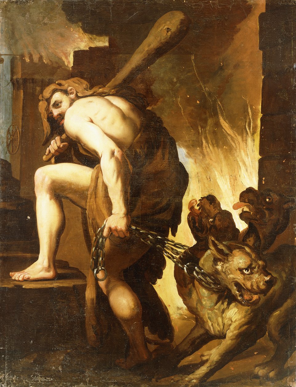 Hercules trækker Cerberus fra helvede af Domenico Pedrini