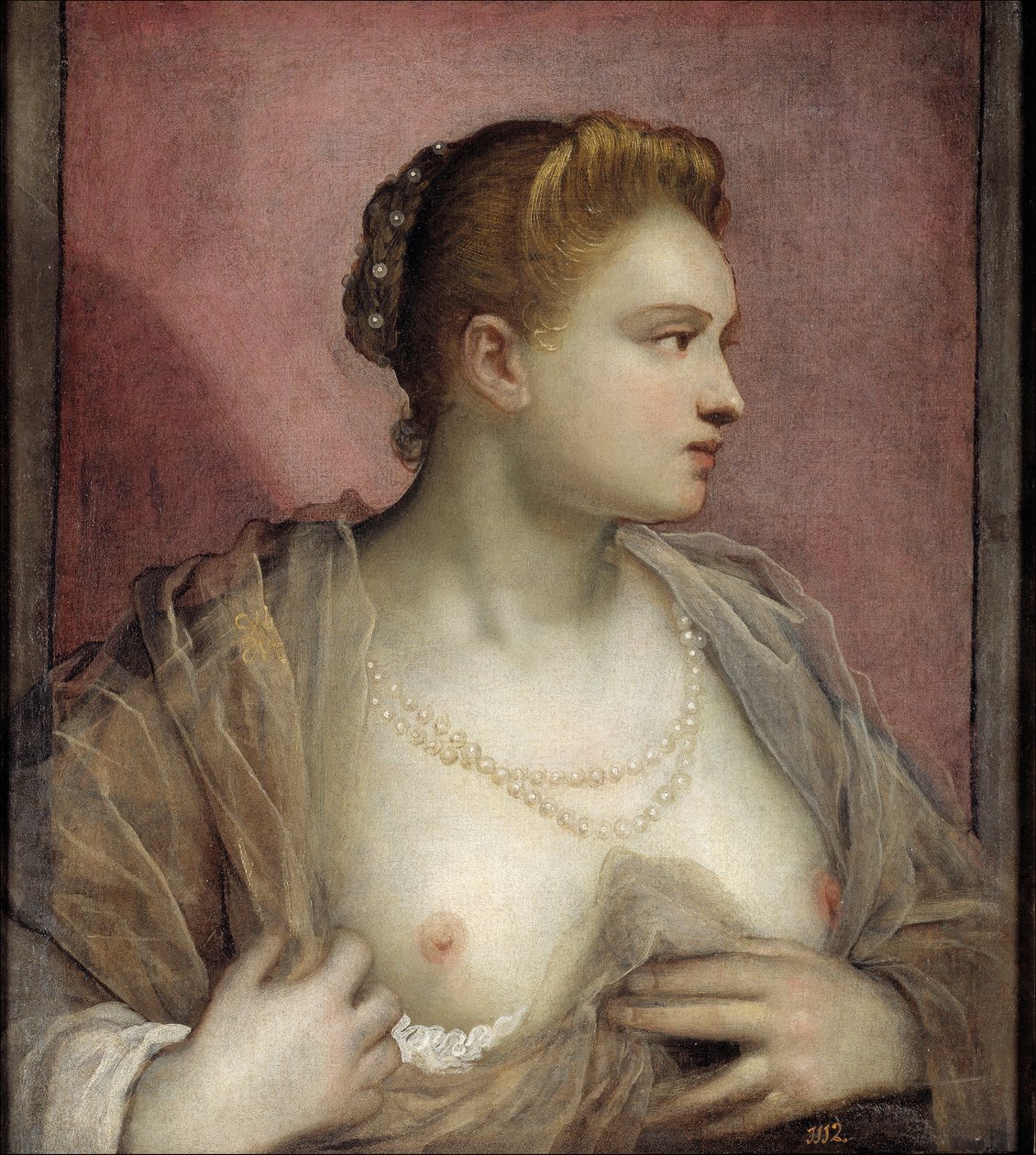 Lady blotter sit bryst af Domenico Robusti Tintoretto