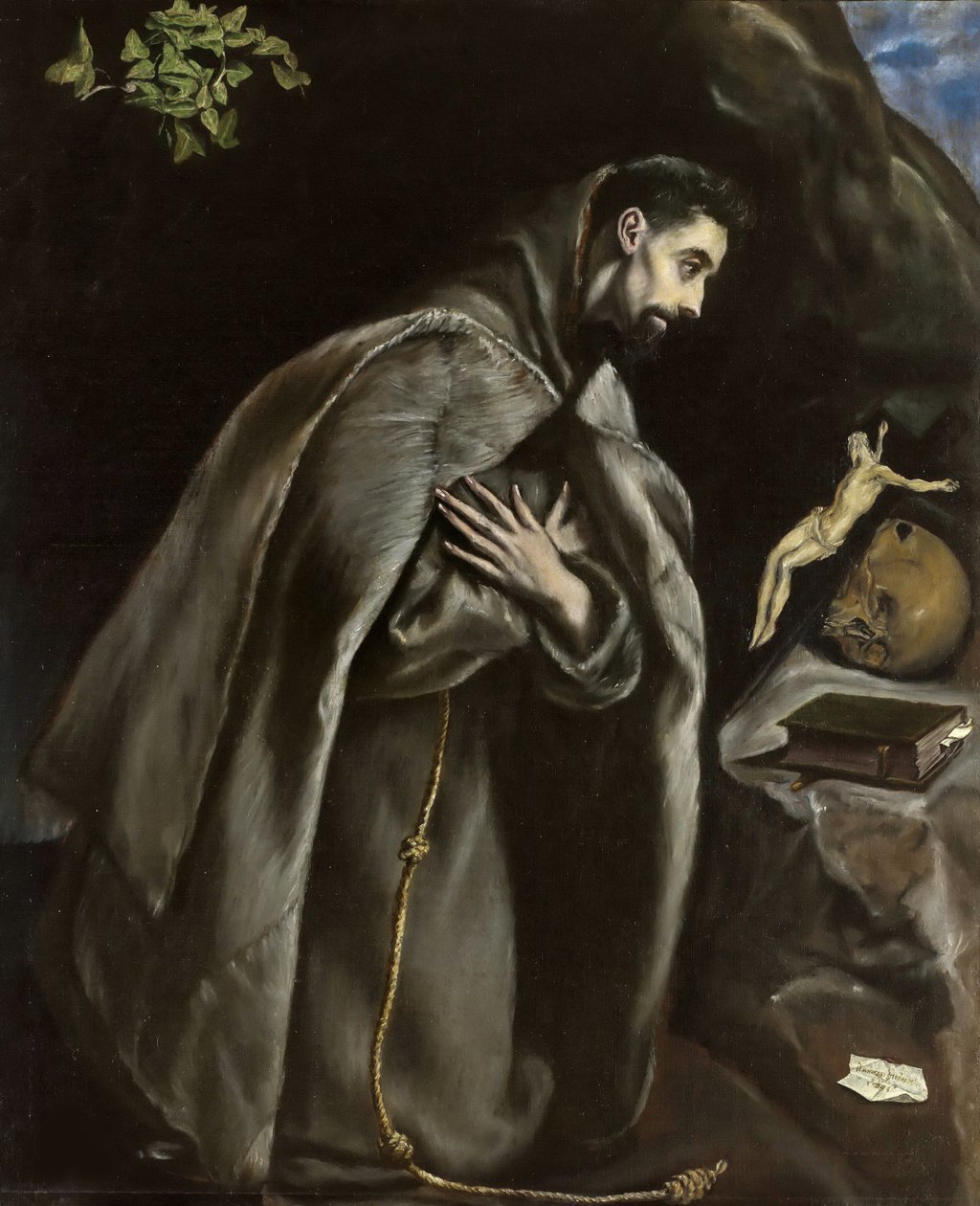 Sankt Frans beder, ca 1585. af Dominico El Greco