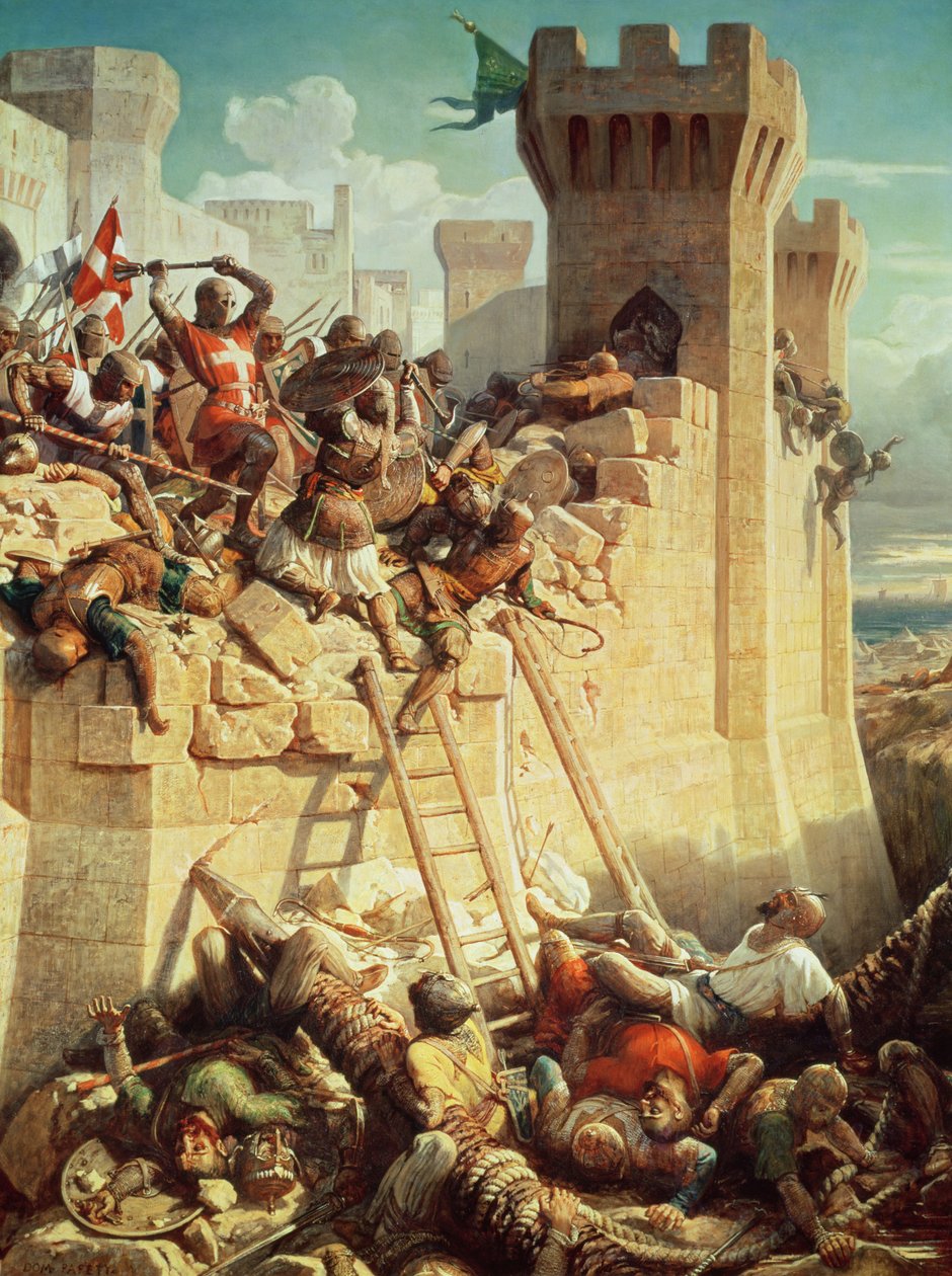 Guillaume de Clermont forsvarede Ptolemais (Acre) i 1291, 1845 af Dominique Louis Papety