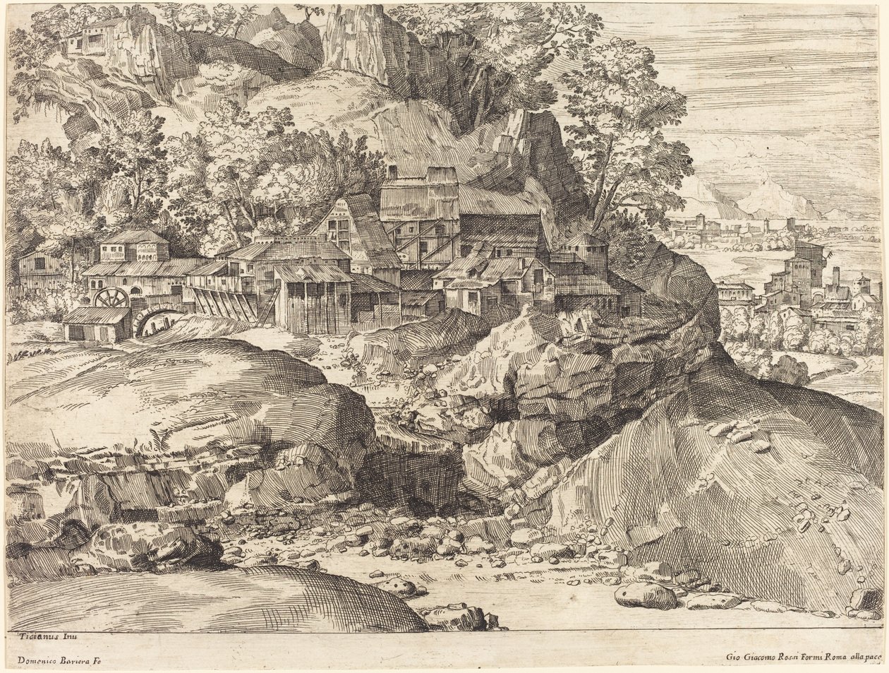 Landskab med en Mølle, ca. 1650. af Dominique Barriere